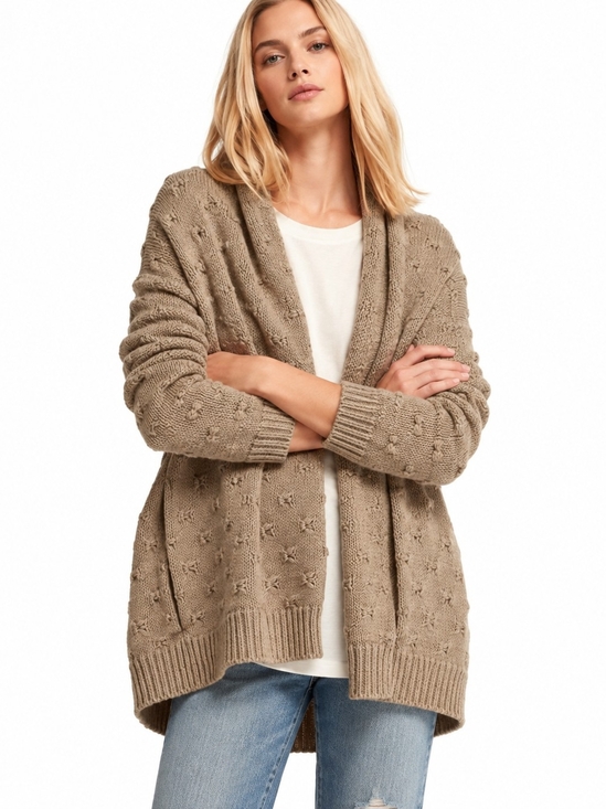 Vince Sweaters - Vince Tuck Stitch Yak Wool Cardigan Taupe Shawl Collar S